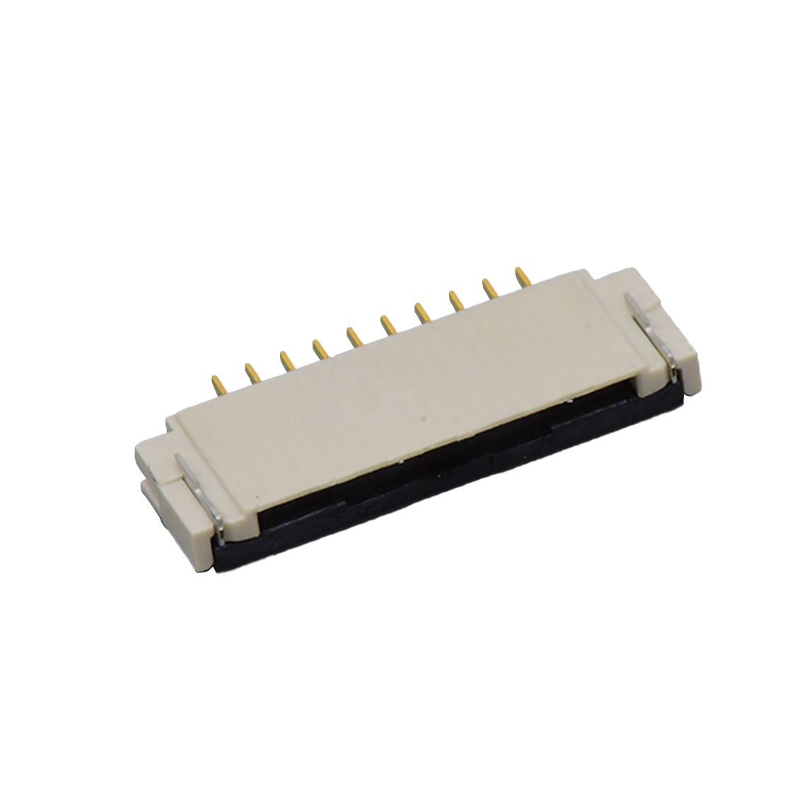 F1009 FPC FFC连接器Pitch 1.00mm 90°H2.00mm 前掀盖下接触带蝴蝶扣卧贴 FPC 10Pin本色 镀半金1u"，镍